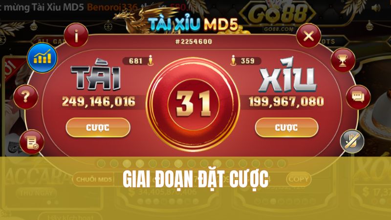 Tài Xỉu MD5 GO88: Mẹo Chơi Ổn Định Lâu Dài 2 Giai đoạn đặt cược